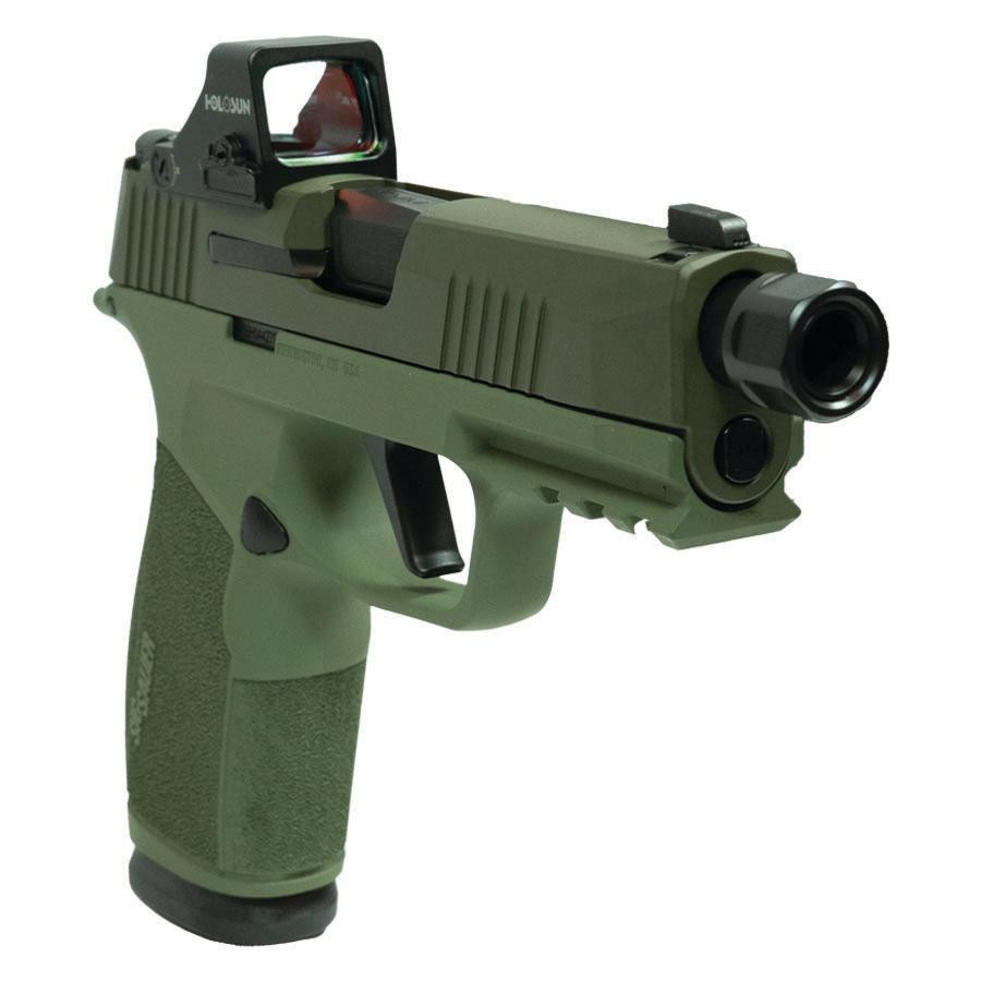 sig_sauer_p365_xmacro_handgun_9mm_luger_17rd_magazines_2_3_7_barrel_two_tone_green_tb_with_optic_xi6712052tgo_0002_Angle